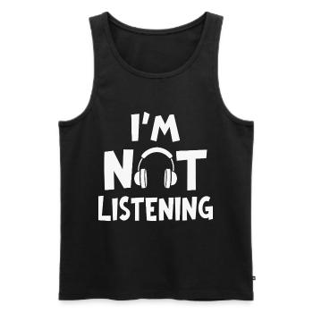 Je n’écoute pas de musique casque d’écoute - Débardeur bio Premium Homme - noir - Devant - Michal (187cm)