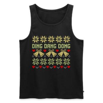 Ugly Christmas Sweater Pattern Snowflake Bell - Men's Premium Organic Tank Top - black - Front - AI Model Male 178 light (178cm)