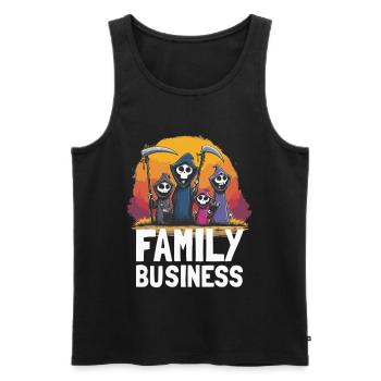Family Business – Lustiges Sensenmann Familienmoti - Männer Premium Bio Tank Top - Schwarz - Vorne - AI Model Male 178 light (178cm)