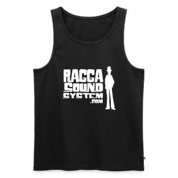 ragga-sound-system-logo-W - Débardeur bio Premium Homme - noir - Devant - AI Model Male 178 light (178cm)