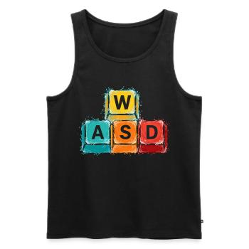 WASD Gaming Tasten - Männer Premium Bio Tank Top - Schwarz - Vorne - AI Model Male 178 light (178cm)