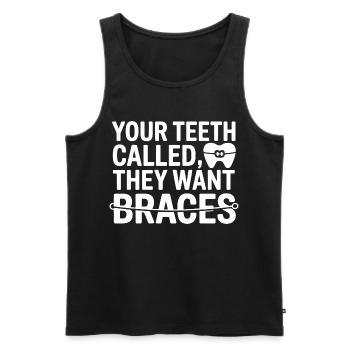 dents appelées Ils veulent des appareils orthodontiques Humour orthodontique - Débardeur bio Premium Homme - noir - Devant - Michal (187cm)