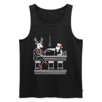 Père Noël barman et renne drôle chemise de Noël - Débardeur bio Premium Homme - noir - Devant - Michal (187cm)