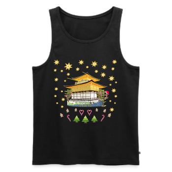 Kyoto, Kinkaku-ji Temple Hand Drawing Christmas - Men's Premium Organic Tank Top - black - Front - Michal (187cm)
