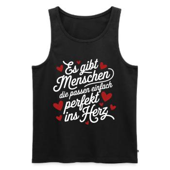 Menschen die einfach perfekt ins Herz passen - Männer Premium Bio Tank Top - Schwarz - Vorne - Michal (187cm)