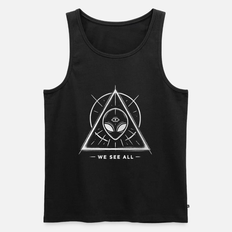 UFO Alien Eye Triangular Sigil - Men's Premium Organic Tank Top - black