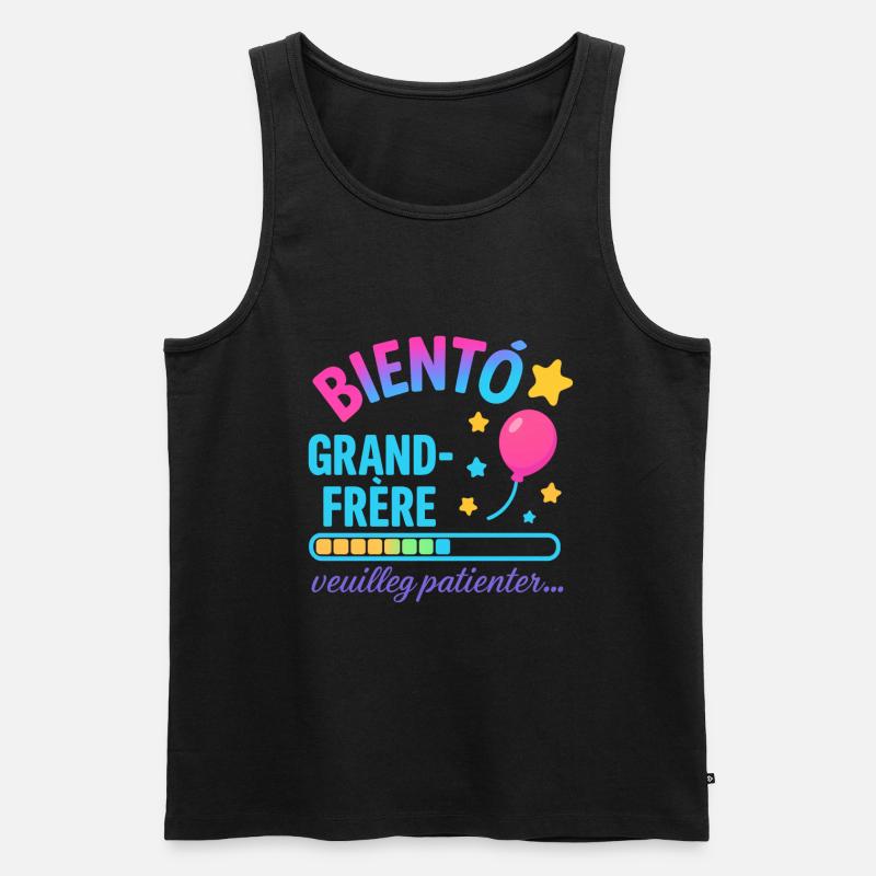 Bald wartet ein großer Bruder - Männer Premium Bio Tank Top - Schwarz