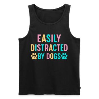 Leicht ablenkbar durch Hunde - Männer Premium Bio Tank Top - Schwarz - Vorne - AI Model Male 178 light (178cm)