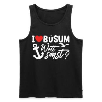Vacances à la mer du Nord BÜSUM WATT AUTREMENT DRÔLE - Débardeur bio Premium Homme - noir - Devant - Michal (187cm)