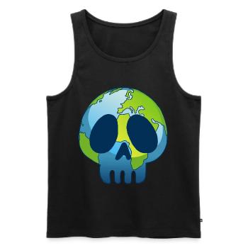 Le crâne de la planète Terre - Débardeur bio Premium Homme - noir - Devant - AI Model Male 178 light (178cm)