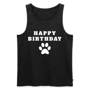 Joyeux anniversaire chien - Débardeur bio Premium Homme - noir - Devant - AI Model Male 178 light (178cm)