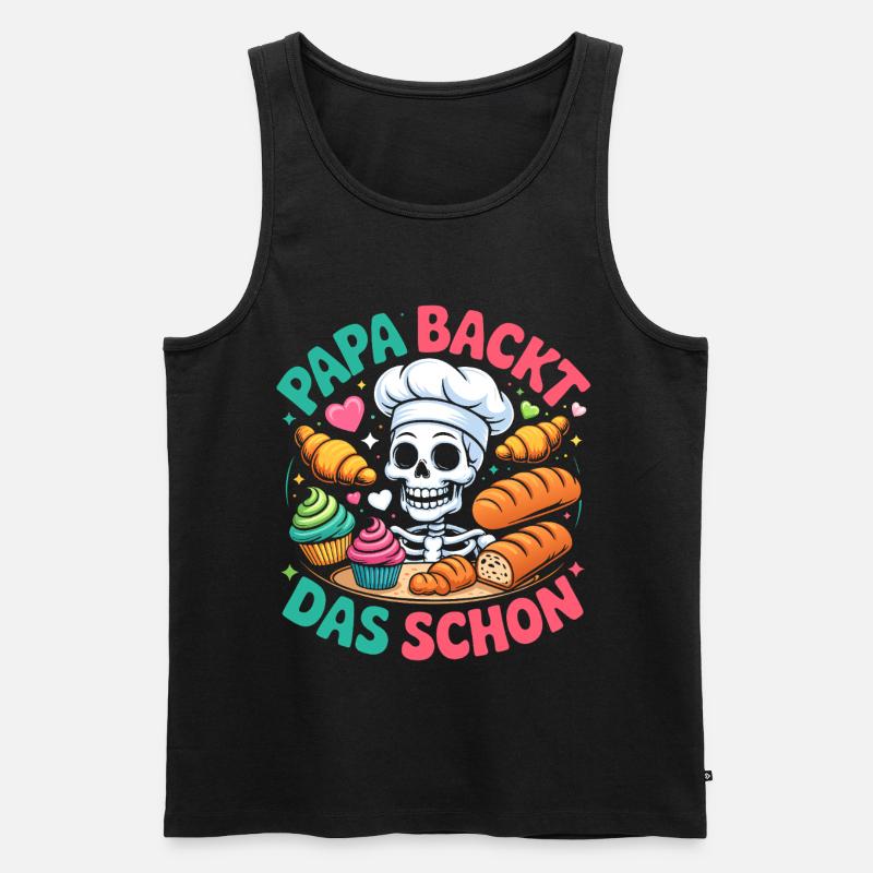 Papas Backkunst Skelett Chef - Männer Premium Bio Tank Top - Schwarz