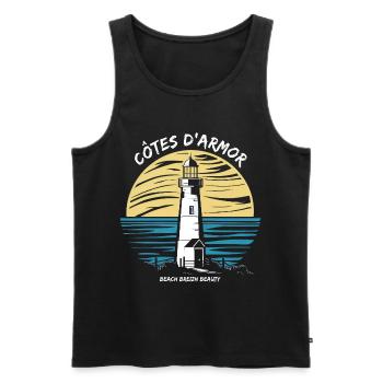 Côtes-d'Armor 22 Bretagne Littoral Sauvage Phare - Débardeur bio Premium Homme - noir - Devant - AI Model Male 178 light (178cm)