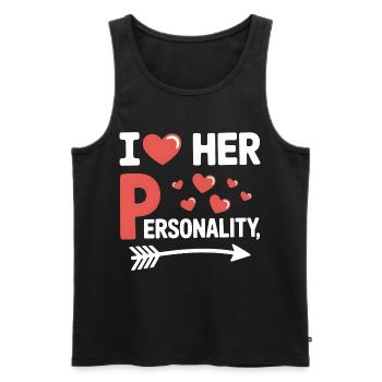 I Heart Her Personality Witzige Liebe Spruch - Männer Premium Bio Tank Top - Schwarz - Vorne - AI Model Male 178 light (178cm)