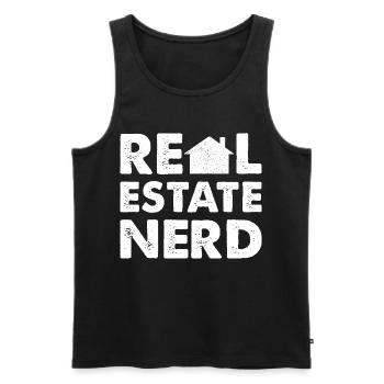 Nerd de l’immobilier - Débardeur bio Premium Homme - noir - Devant - AI Model Male 178 light (178cm)