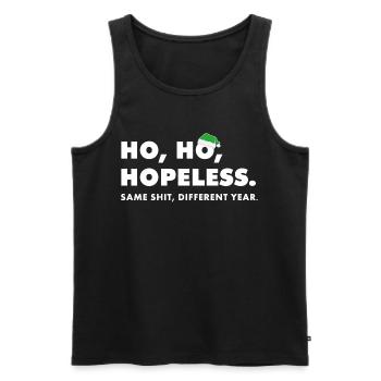 Ho ho désespéré : Expression anti-Noël - Débardeur bio Premium Homme - noir - Devant - Michal (187cm)