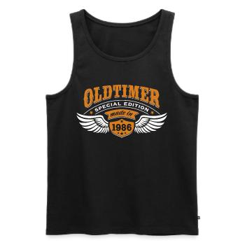 Oldtimer Modell 1986 | Geburtstag Geschenk Cap - Männer Premium Bio Tank Top - Schwarz - Vorne - Michal (187cm)