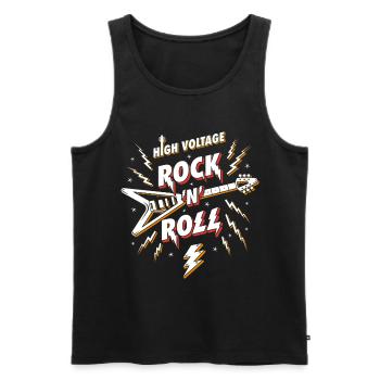 Hochspannungs-Rock'n'Roll-Gitarre - Männer Premium Bio Tank Top - Schwarz - Vorne - Michal (187cm)