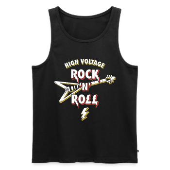 High Voltage Rock N Roll Guitar - Men's Premium Organic Tank Top - black - Front - AI Model Male 178 light (178cm)