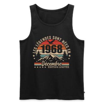 Retro December 1968 - 57th Anniversary Gift - Men's Premium Organic Tank Top - black - Front - AI Model Male 178 light (178cm)