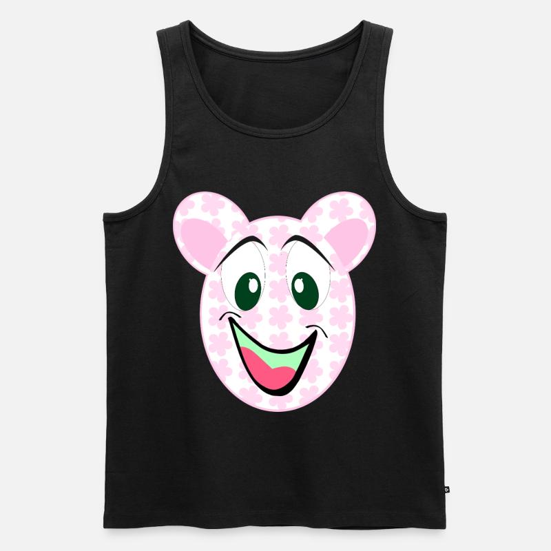 Bear Floral Pattern Smile - Men's Premium Organic Tank Top - black