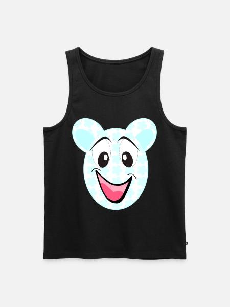 Lächelnder Bär mit Blumenmuster - Männer Premium Bio Tank Top - Schwarz