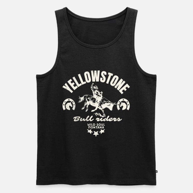 Cavalier Rodeo Montana - Männer Premium Bio Tank Top - Schwarz