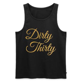 Dirty Thirty Flirty DTF 30th Birthday - Men's Premium Organic Tank Top - black - Front - AI Model Male 178 light (178cm)