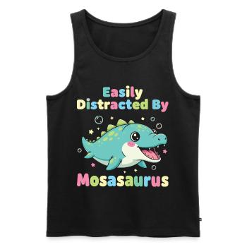 Kawaii facilement distraite par le mosasaurus - Débardeur bio Premium Homme - noir - Devant - Michal (187cm)