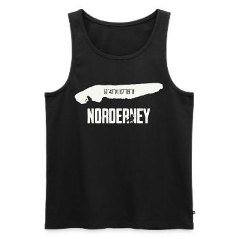 Norderney | Île avec coordonnées - Débardeur bio Premium Homme - noir - Devant - Michal (187cm)