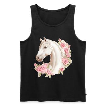 Roses vintage de chevaux - Débardeur bio Premium Homme - noir - Devant - Michal (187cm)