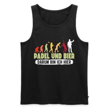 Padelspiel PADEL UND BIER DARUM BIN ICH HIER - Männer Premium Bio Tank Top - Schwarz - Vorne - Michal (187cm)