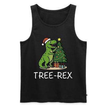 Tree-Rex – Dino Weihnachtsmotiv T-Rex - Männer Premium Bio Tank Top - Schwarz - Vorne - AI Model Male 178 light (178cm)