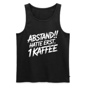 ABSTAND! Ich hatte erst einen Kaffee - Männer Premium Bio Tank Top - Schwarz - Vorne - AI Model Male 178 light (178cm)