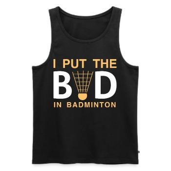 Badminton - Männer Premium Bio Tank Top - Schwarz - Vorne - Michal (187cm)
