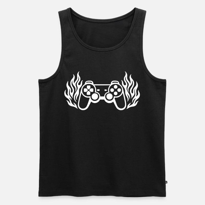 Flammen Controller, brennende Gamepad Grafik - Männer Premium Bio Tank Top - Schwarz