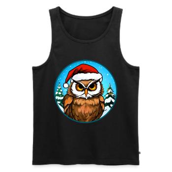 Eulen Weihnachten - Männer Premium Bio Tank Top - Schwarz - Vorne - Michal (187cm)