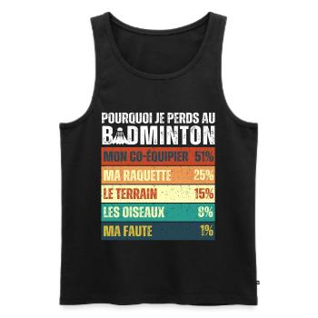 Why I Lose at Badminton Vintage Humor - Men's Premium Organic Tank Top - black - Front - AI Model Male 178 light (178cm)