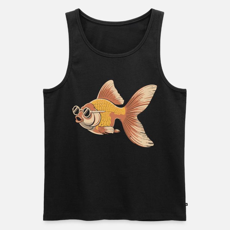 Goldfisch mit Brille Retro - Männer Premium Bio Tank Top - Schwarz