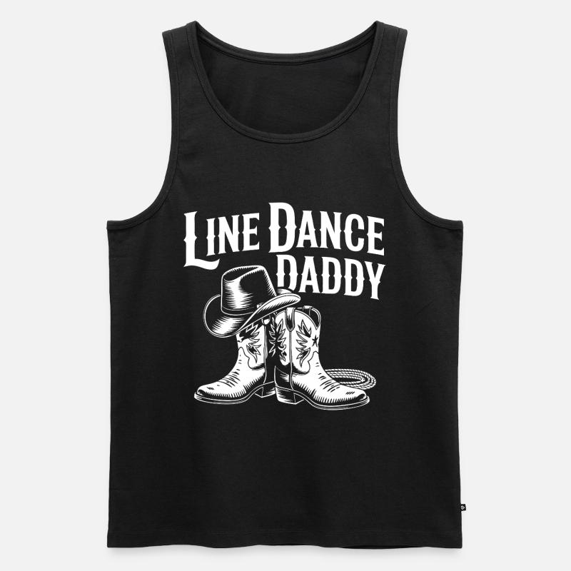 Line Dance Daddy Western Boots - Männer Premium Bio Tank Top - Schwarz