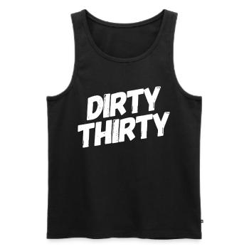 Dirty Thirty 30th Birthday - Men's Premium Organic Tank Top - black - Front - AI Model Male 178 light (178cm)