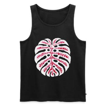 Monstera Blatt Rot – Tropisches Pflanzenmotiv - Männer Premium Bio Tank Top - Schwarz - Vorne - AI Model Male 178 light (178cm)