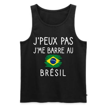 J’peux Pas J’me Barre au Brésil Humour Voyage - Débardeur bio Premium Homme - noir - Devant - AI Model Male 178 light (178cm)