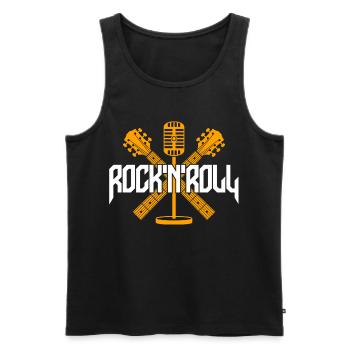 RocknRoll Microphone Crossed Guitars - Men's Premium Organic Tank Top - black - Front - Michal (187cm)