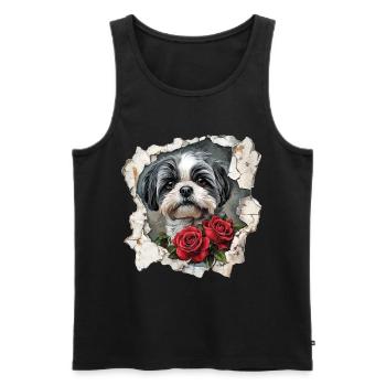 shih tzu - Men's Premium Organic Tank Top - black - Front - AI Model Male 178 light (178cm)