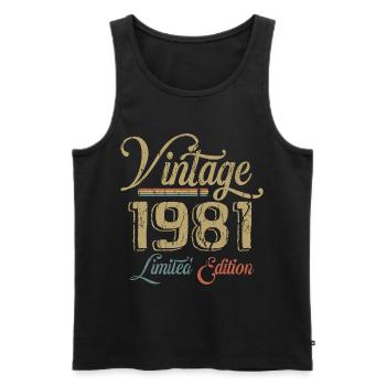 Vintage 1981 Édition limitée Naissance Millésime 1981 - Débardeur bio Premium Homme - noir - Devant - Michal (187cm)