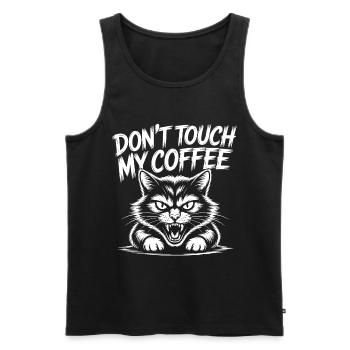 Coffee warning with angry cat - Men's Premium Organic Tank Top - black - Front - AI Model Male 178 light (178cm)