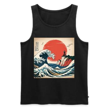 Style japonais de la mer Baltique de Rügen - Débardeur bio Premium Homme - noir - Devant - AI Model Male 178 light (178cm)