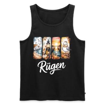 Rügen Ostsee Leuchtturm Möwe - Männer Premium Bio Tank Top - Schwarz - Vorne - AI Model Male 178 light (178cm)