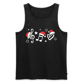 Notes de musique avec des chapeaux de Père Noël - Musique de Noël - Débardeur bio Premium Homme - noir - Devant - AI Model Male 178 light (178cm)